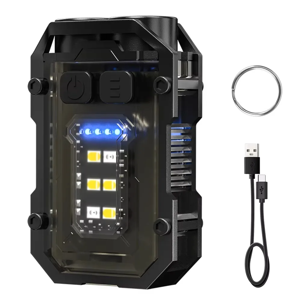 Boruit V3 Mini lampe de poche Led porte-clés Rechargeable Daul tête Max 900lumen étanche Portable lampe de travail