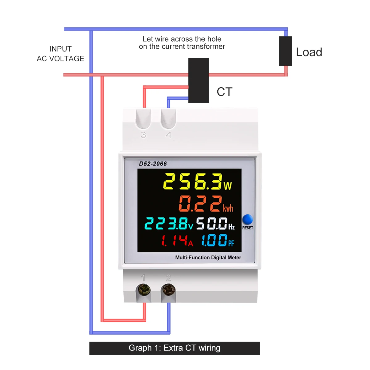 KETOTEK Compteur d'énergie monophasé Compteur d'électrique numérique AC  40-300V 100A Compteur Electrique 1 phasé Wattmètre Rail DIN Mètre Watt KWh  Voltmètre Ampèremètre : : Bricolage