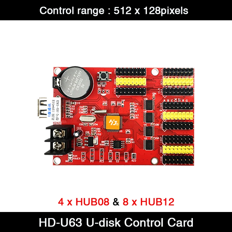 Huidu Hd-U63 Usb Led Scheda Di Controllo 512*128Pixel Pubblicità Esterna P10 Led Modulo Controller Di Animazione Testo