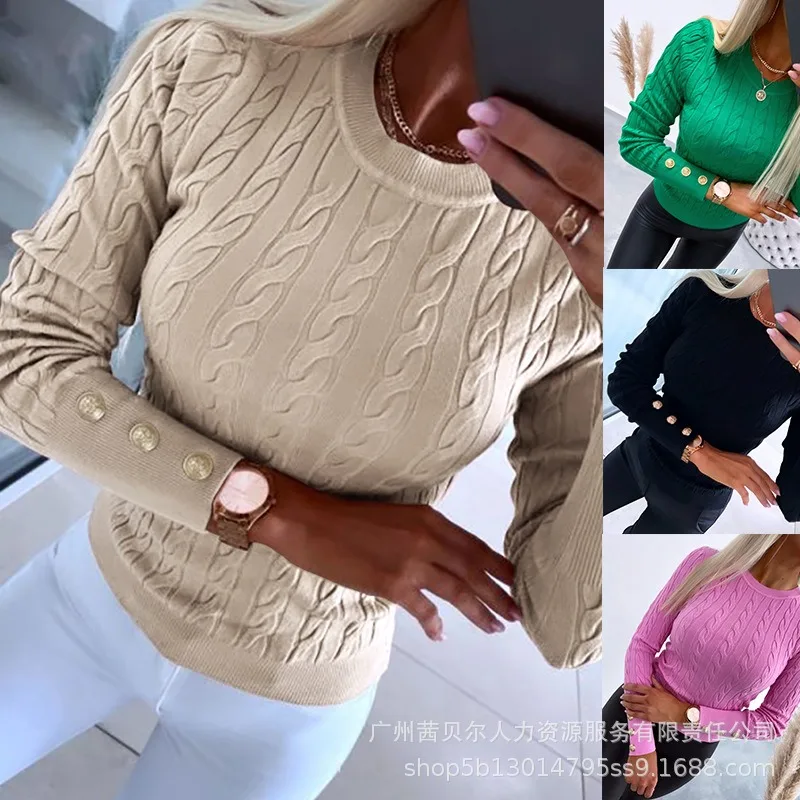 

2023 Autumn Winter New Fashion Women's Clothing Solid Color Twist Texture Sweater Casual Comfortable Versatile Top