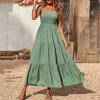 Women Summer Maxi Dress Casual Boho Sleeveless Summer Dresses For Women 2022 Beach Strap Smocked Tiered Long Dresses vestidos - Image 2