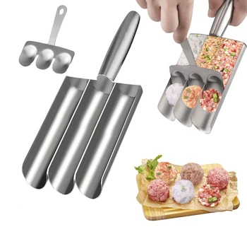 3-in-1 Meatball Maker Tool with A Meatball Scoop Made of Stainless Steel Is Used for Quickly Making Round Pastries Cooking Tool