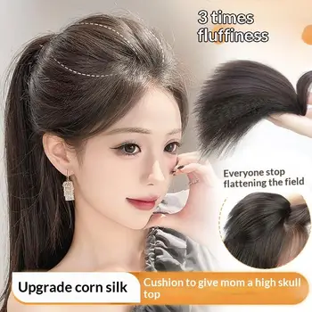 Topper per capelli sintetici invisibili, voluminoso e naturale, in seta di mais, per donna, con effetto volume e corona alta