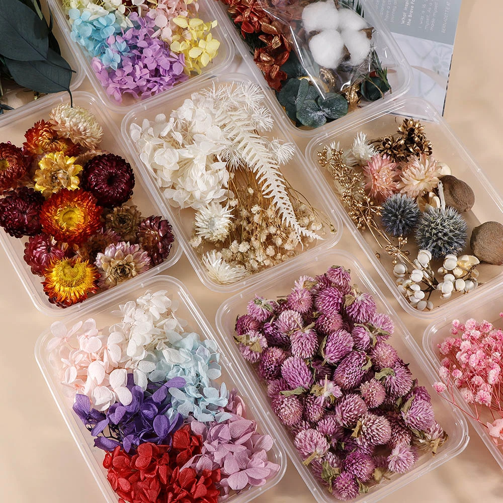 1 box of dried flowers dried plants scented candle candle pendant necklace  making process dried flowers DIY materials - AliExpress