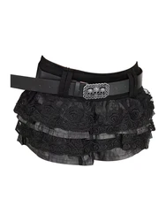 Women Dark Academia Gothic Mini Lace Skirt With Belt Gyaru Hot Sexy Coquette Japanese Y2k Harajuku 2000s Coquette Cyber Punk New