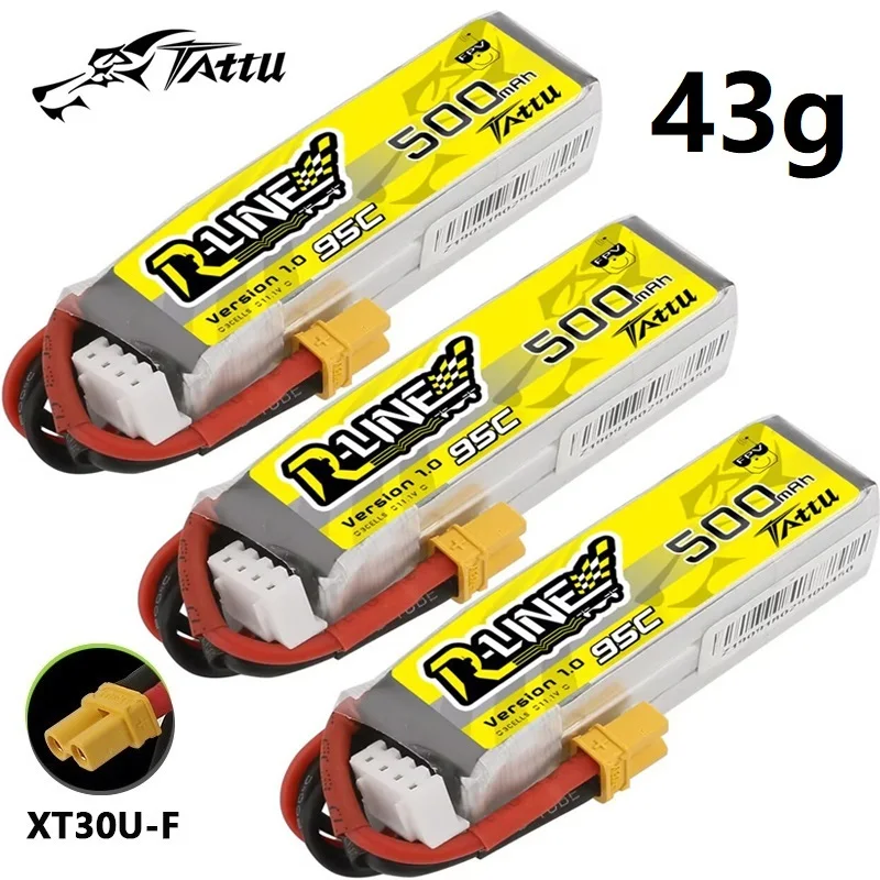 

Новый аккумулятор TATTU R-LINE 1,0 11,1 В Lipo 500 мАч 95C для радиоуправляемого вертолета квадрокоптера FPV гоночного дрона, запчасти, батарея 3S