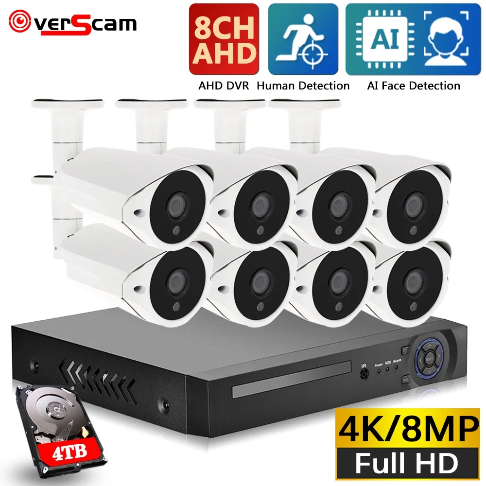 

Overscam 8MP Video Surveillance Kit 4K HD DVR CCTV System For Home Security 8.0MP Outdoor AHD Camera Video Surveillance Set P2P