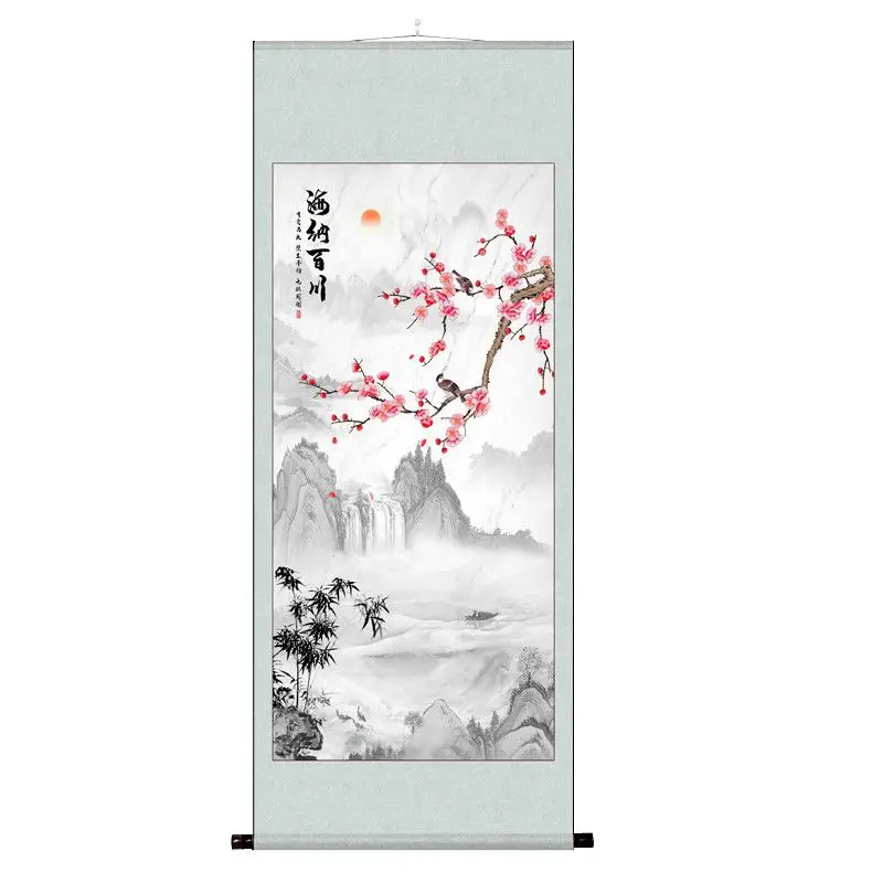 거실 장식 서예 영감 중국 풍수 공부 현관 및 그림, 하늘 보상, 근면 스크롤