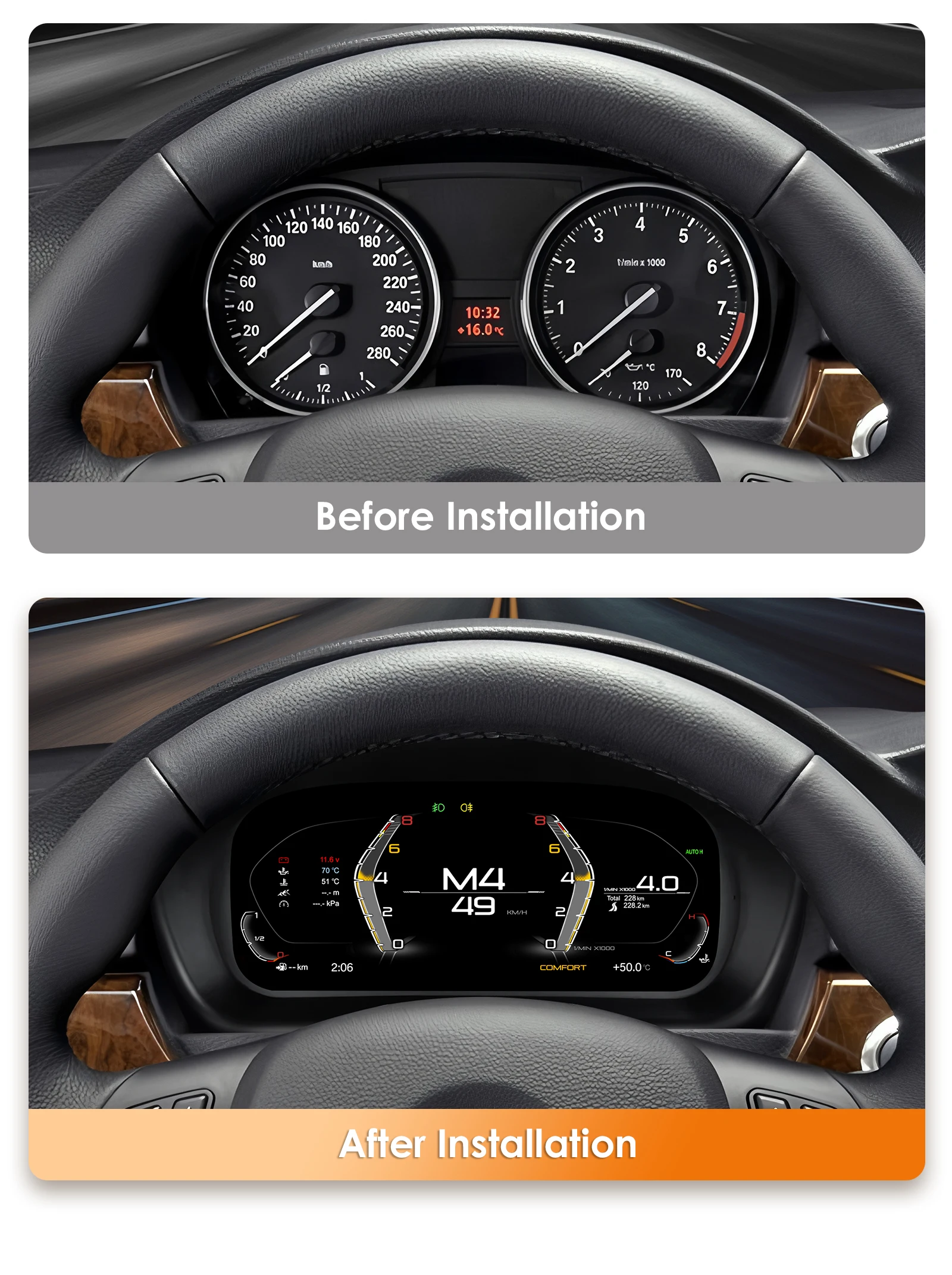 Panel de Instrumentos para BMW Serie 3 E90/E91/E92/E93 2005-2012, Velocímetro, Indicadores, Pantalla Digital 2