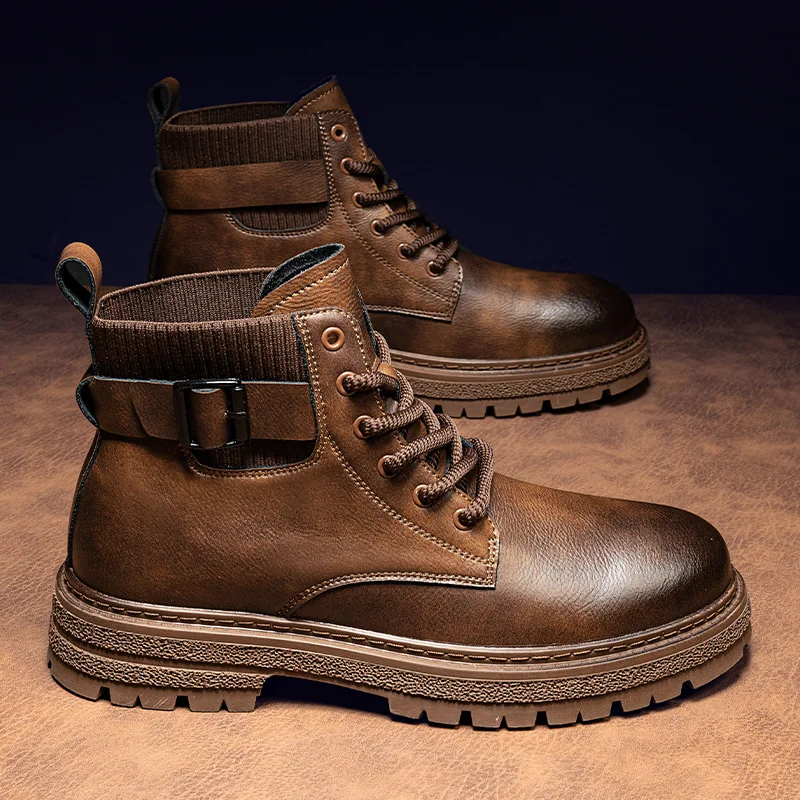 

Men's Chukka Boots Waterproof Leather Casual Lace Up Ankle Oxford Boots Daily Dress Shoes for Men