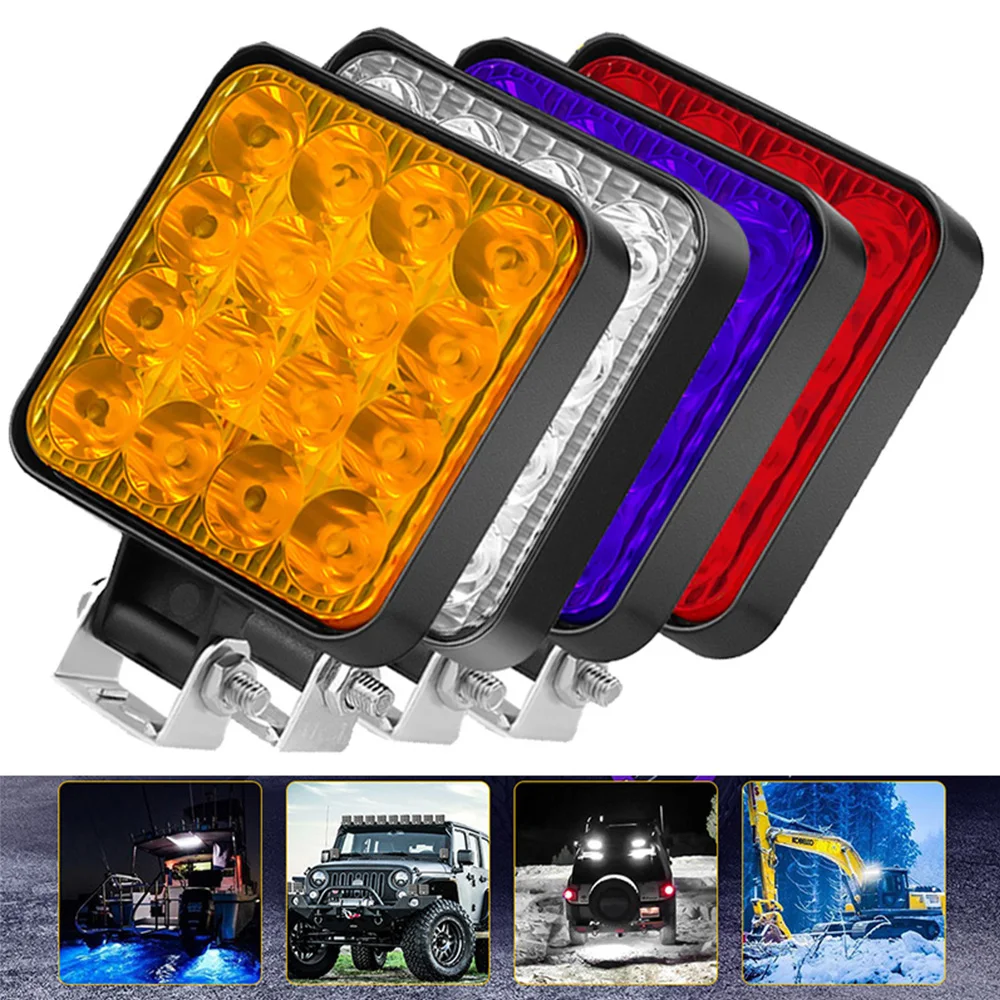 방진 작업등 16 LED 헤드라이트 오프로드 스포트라이트 1200LM 12V 48w ABS + LED, 지프 트럭 자동차 오토바이 트랙터 SUV