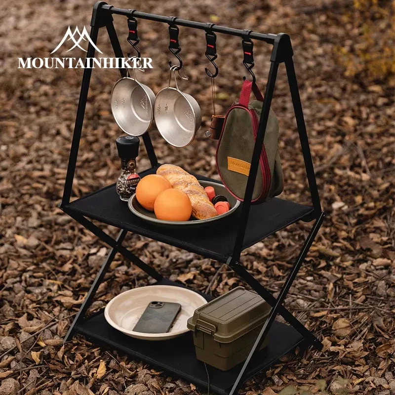 MOUNTAINHIKER Outdoor Multifunctional Shelf Camping Foldable Portable Multi-tier Shelf Table Picnic Home Multi-scene Use