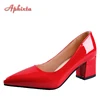 Aphixta 5cm Square Heels Patent Leather Red Pumps Shoes Woman Classics Pointed Toe Dress Official Pumps Party Plus Size 49 50 1