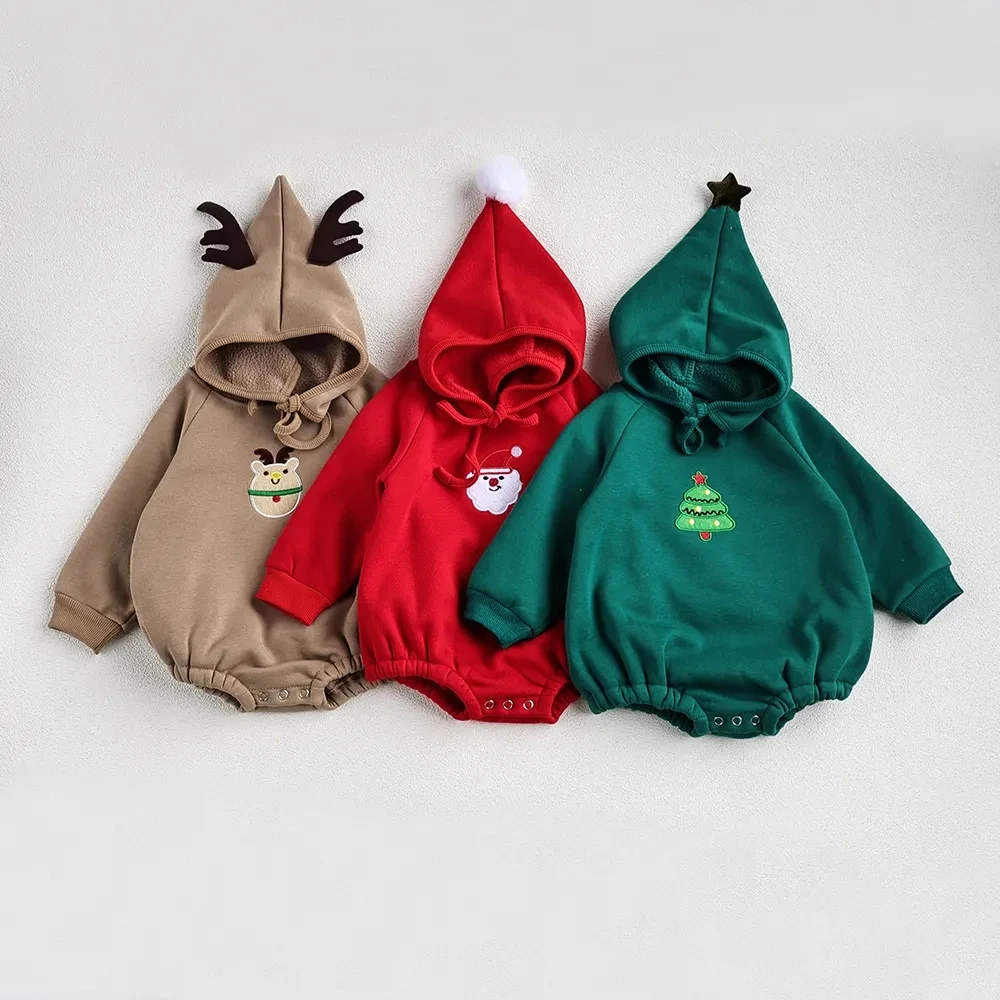 

Baby Bodysuit Christmas One Piece Embroidery Santa Clause Baby Clothing