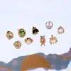 4pcs/set Cool Universal Soldier Hero Stud Earrings for Women Girls Gold Color Zircon Crystal Jewelry 1