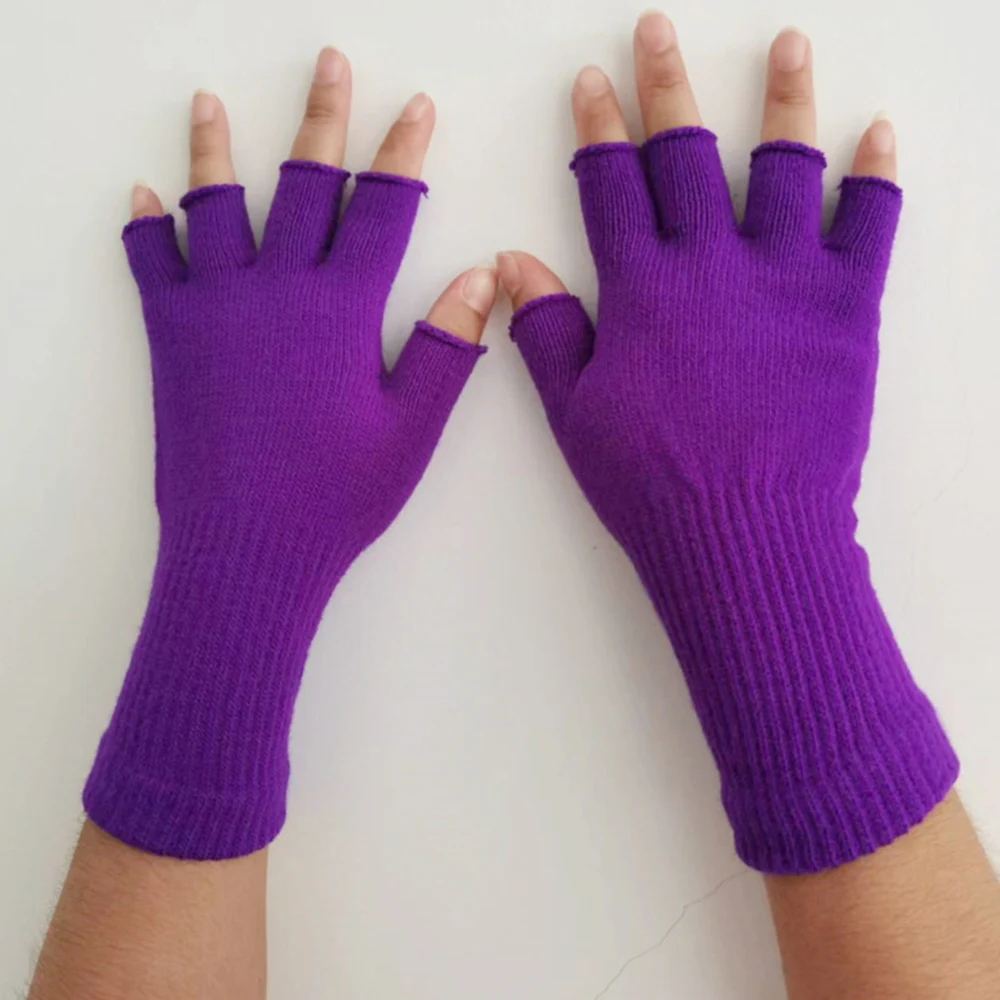 Long Sleeves Women Men Warm Winter Half Finger Gloves Woolen Knitted Outdoor Unisex Fingerless Gloves Cycling Wrist Mittens