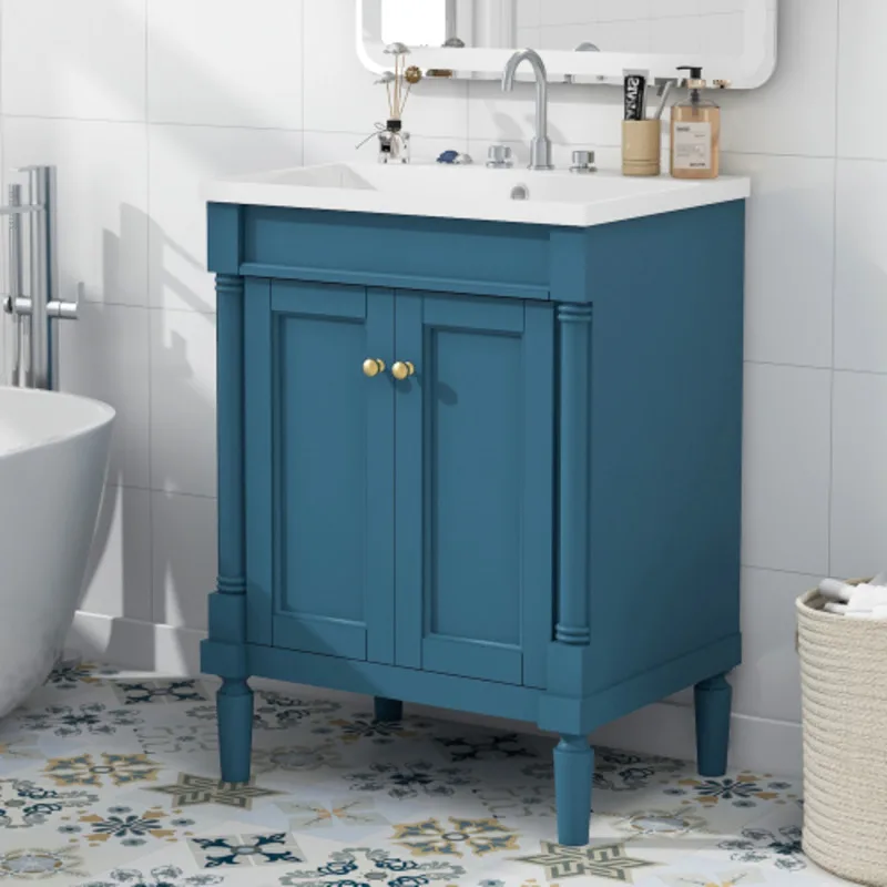 24'' Vanity With Top Sink 2-tier Modern Cabinet Single Sink Bathroom Vanity Large Storage Shees (replace SW000102AAE) 4