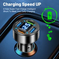 66W Power Adapter 4-Port Blue Light Fast Car Charger USB PD Quick Charge Adapter QC 3.0 LED Digital Display for Huawei Xiaomi - Image 4