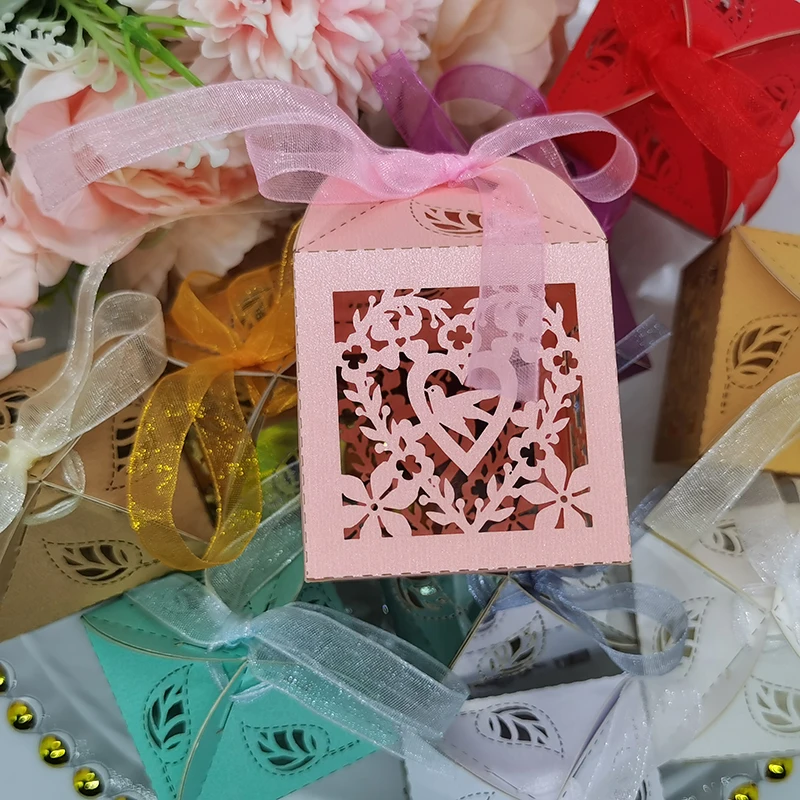 25/50Pcs Cute Bird Heart Candy Box Packaging Bags Scatole Con Nastro Ospiti Regalo Matrimonio Wild Birthday Event Forniture Per Feste Favore