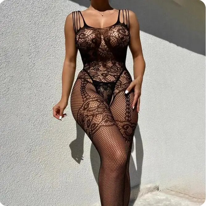 Hot Sexy Fishnet Bodysuit Women Crotchless Porn Tights Lingerie Ladies Full Bodystockings Erotic Mesh Clothes Nightclubs Sex Set Women Lingerie Women Bodysuit Sleep Wear Set