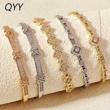Elegant European Style Copper With Zirconia Stainless Steel Bracelet Everyday Minimalist Bracelet As A Gift