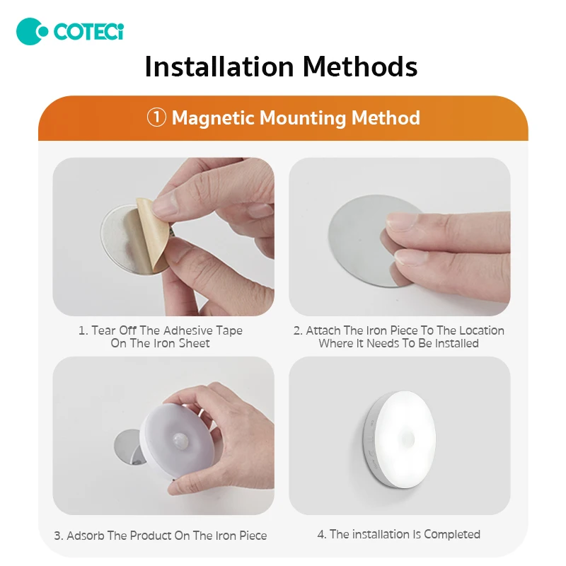 COTECi Smart LED Sensor Night Linkage Motion Light Rechargeable Wireless Magnetic Induction Lamp Wall Home Bedroom Kitchen 6