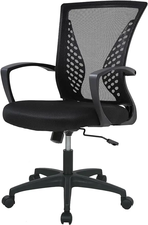 Home Office Chair Mid Back PC Swivel Lumbar Support Adjustable Desk Task Computer Ergonomic Comfortable Mesh Chair with Armrest car back lifting adjustable lumbar support hand operated relaxation for waist back headrest swivel seat interior