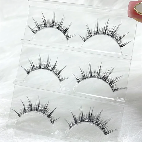 Wholesale Mink Eyelashes 3pair lashes invisible band mink lashes reusable false eyelashes Makeup in Bulk