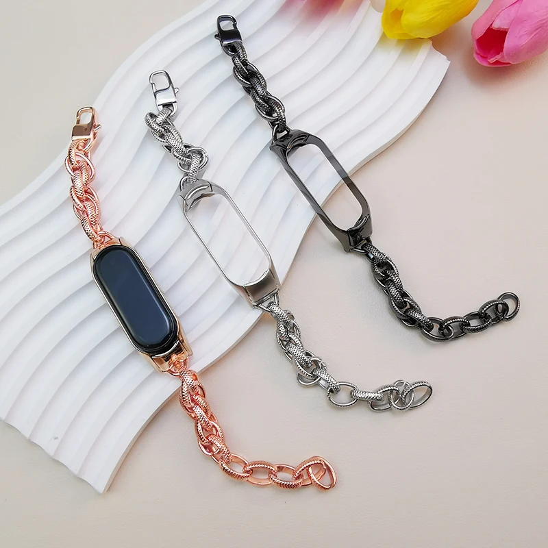 

For Xiaomi 8NFC Version Buckle Bracelet Strap Intelligent Sports Watch For Xiaomi Bracelet 8th Generation Wristband Metal Chain