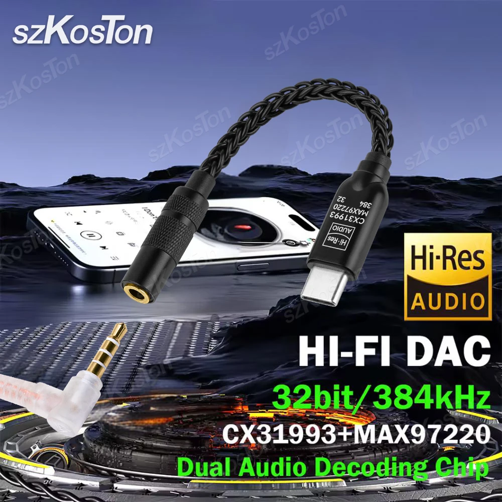 Kopfhörerverstärker CX31993 MAX97220 Dual Chip DAC HiFi Audio Verstärker IEM AMP Decoder USB C auf 3,5 mm Port mit USB A Adapter – Detail 1