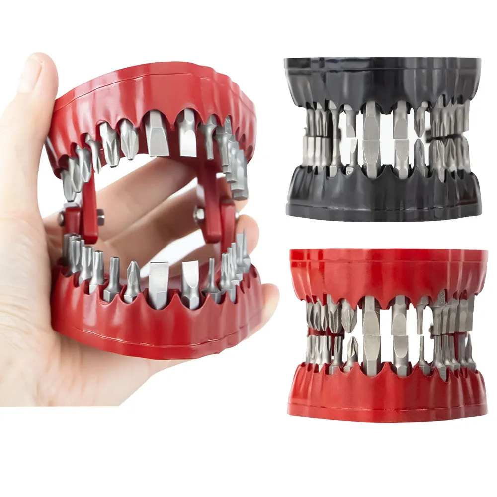 Creative Denture Drill Bit Holder Teeth Model Screwdriver Bit With 28 Bits Fits 1 4 Inch