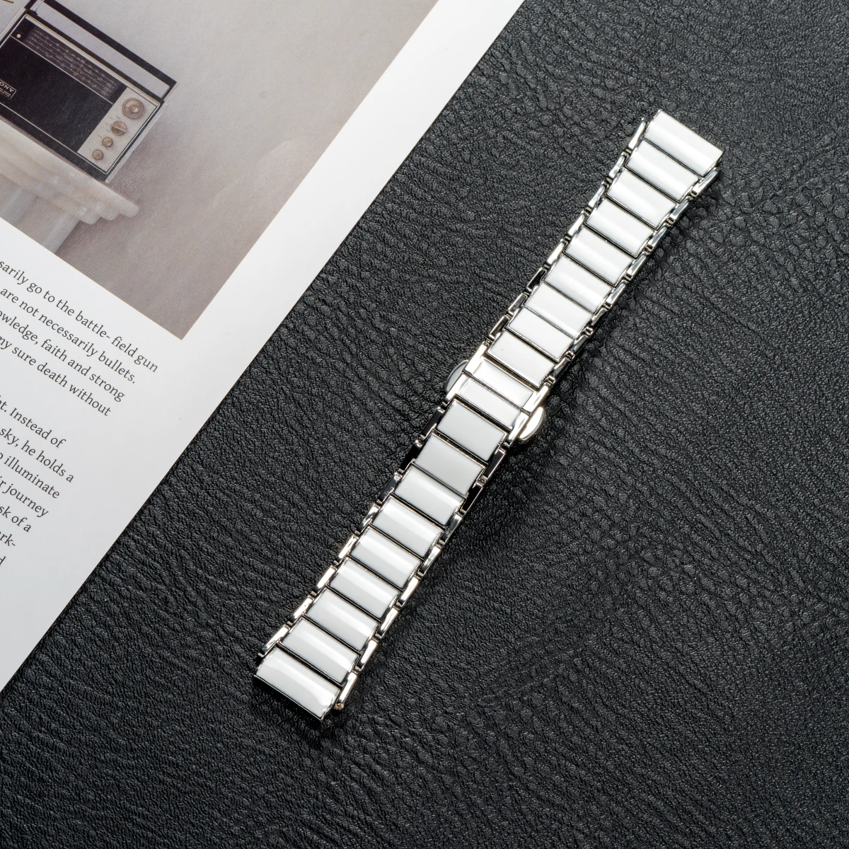 Premium 18mm Ceramic Watch Strap with Durable Metal Butterfly Buckle