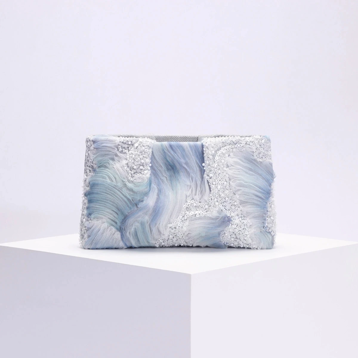 Fashion Sequins Clip Shell Clutch Bag for Women Flower Embroidery Shoulder Crossbody Bags Vintage Evening Party Female Purses