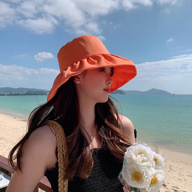 cheap bucket hats Versatile Fashion Sunshade Fisherman Hat Female Spring and Summer Anti Ultraviolet Sunshade Hat Sunscreen Hat Small Face Sun Hat winter bucket hat Bucket Hats