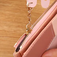 Fashion Women's Wallet Zipper Coin Purse Lady Short Clutch Purse Handbag Patchwork Leather Female Card Holder Wallet Phone Pouch - Image 4