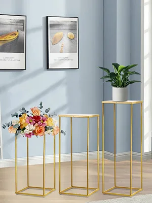 ,Set of 3 Metal Plant Stand Tall Cake Cylinder Pedestal Stand