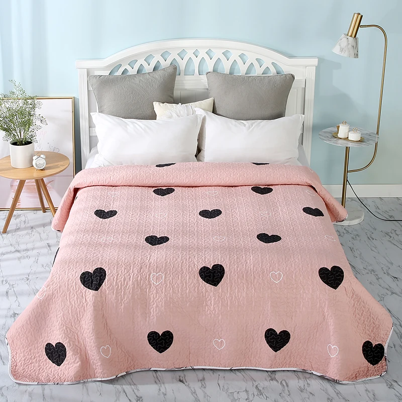 Summer Pink Cotton/Polyester Quilt 1 piece Twin Size Student Quilts Sofa Blanket Bedspread Bed Cover Sheet Bedding Coverlets #sw