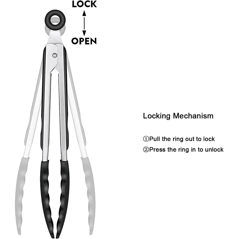 LMETJMA Kitchen Tongs Silicone Food Tongs Non Stick Cooking Serving Tongs For BBQ Salad Steak Pasta Spaghetti Noodles JT302 4