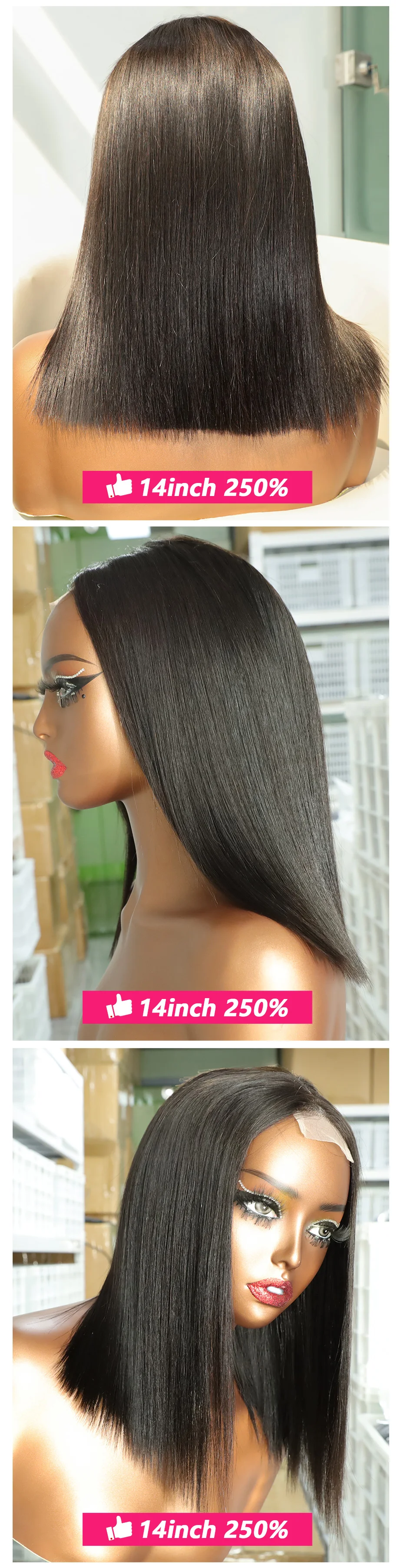 13x4 Hochwertige, knochenglatte Perücken aus 100 % Echthaar, 13x6 Lace Frontal Bob Perücken, 2x6 5x5 sofort tragbare, kleberlose Perücken aus rohem vietnamesischem Haar – Detail 7