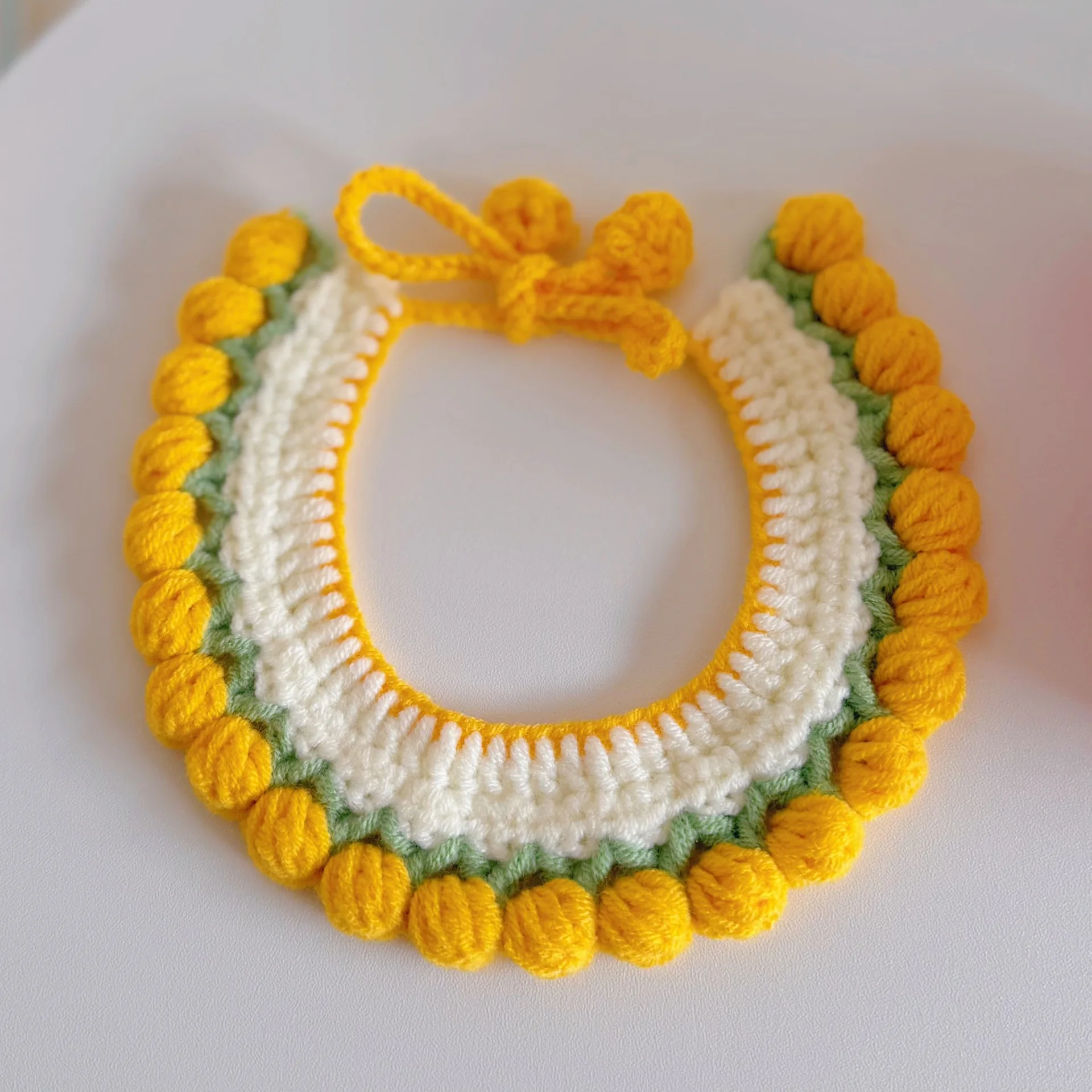 Pet Floral Edge Knitted Bib Collar Cute Adjustable Kitten Dog Cat Decoration Handmade Scarf Necklace Pet Supplies Pet Accessorie 3