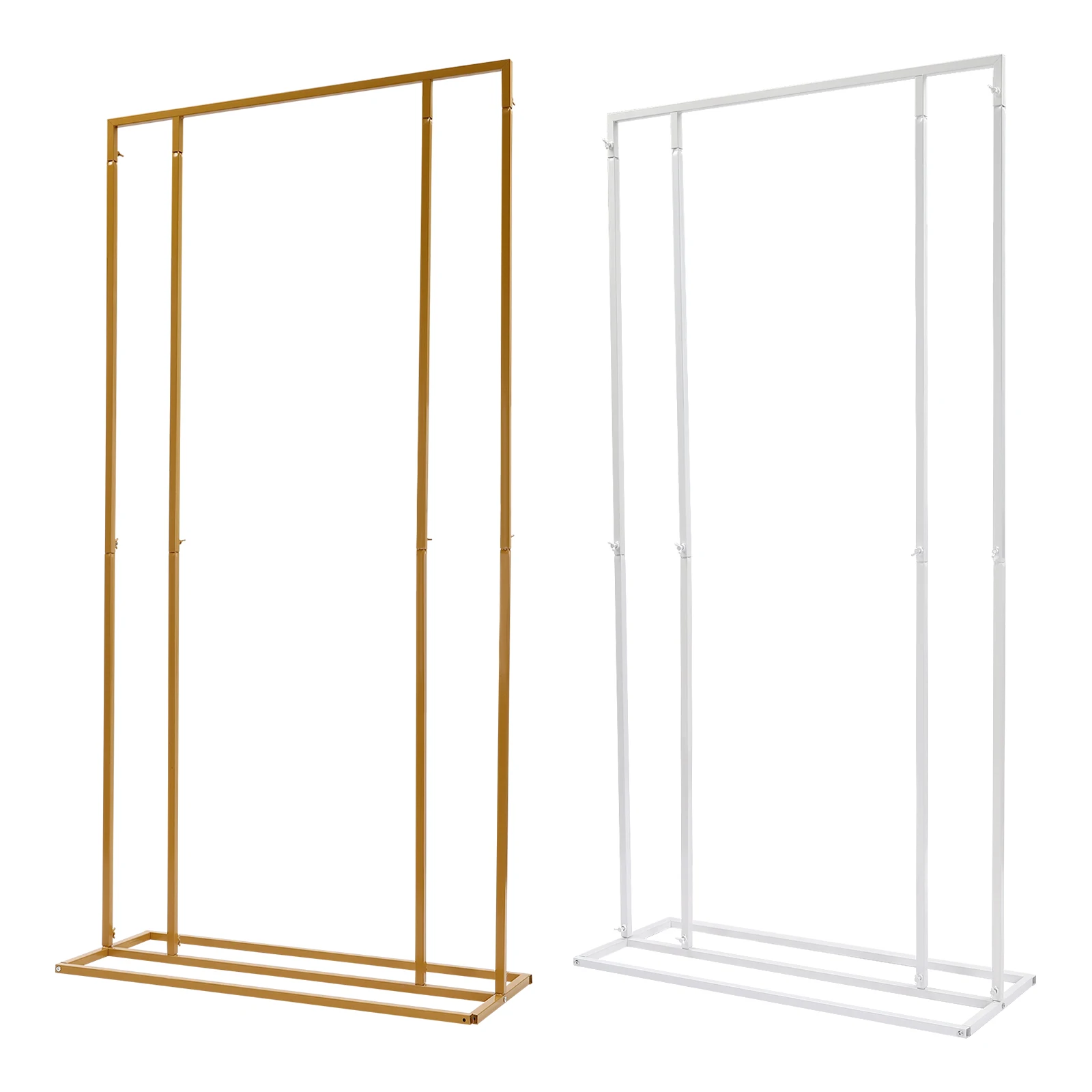 1m*2m Metal Wedding Backdrop Stand Heavy Duty Balloon Arched Frame Flower Display Rack for Birthday Party Decor Gold/White