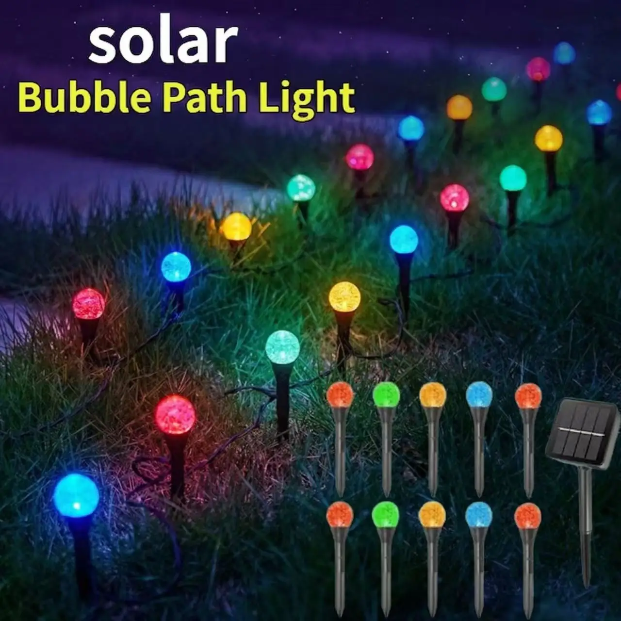 รูปสินค้า ไฟประดับโซลาร์เซลล์ LED ลูกบอล 30 ดวง 8 โหมด