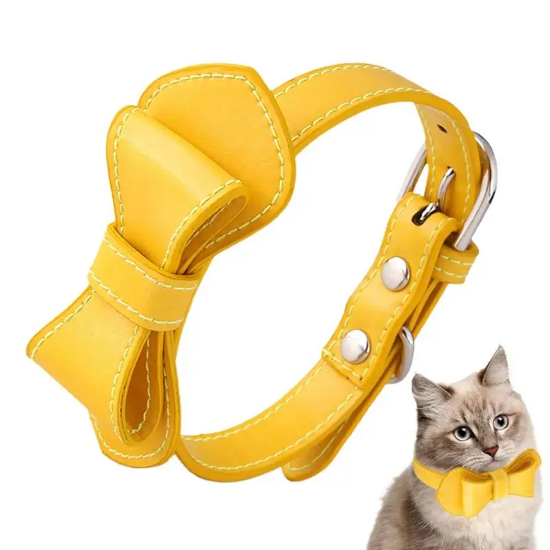 

Cat Collar With Bow Decorative Kitten Alloy Buckle Adjustable Collars Cute Small Dogs Stuff For Travel Daily Life Portable Pet