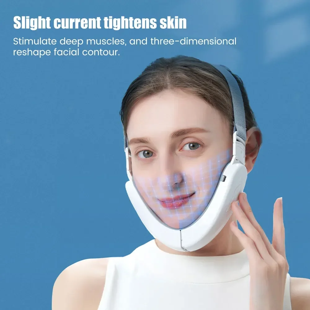 Face Slimming Massager Electric V-face Device LED Photon Therapy Microcurrent Skin Tightening Double Chin Remover EMS
