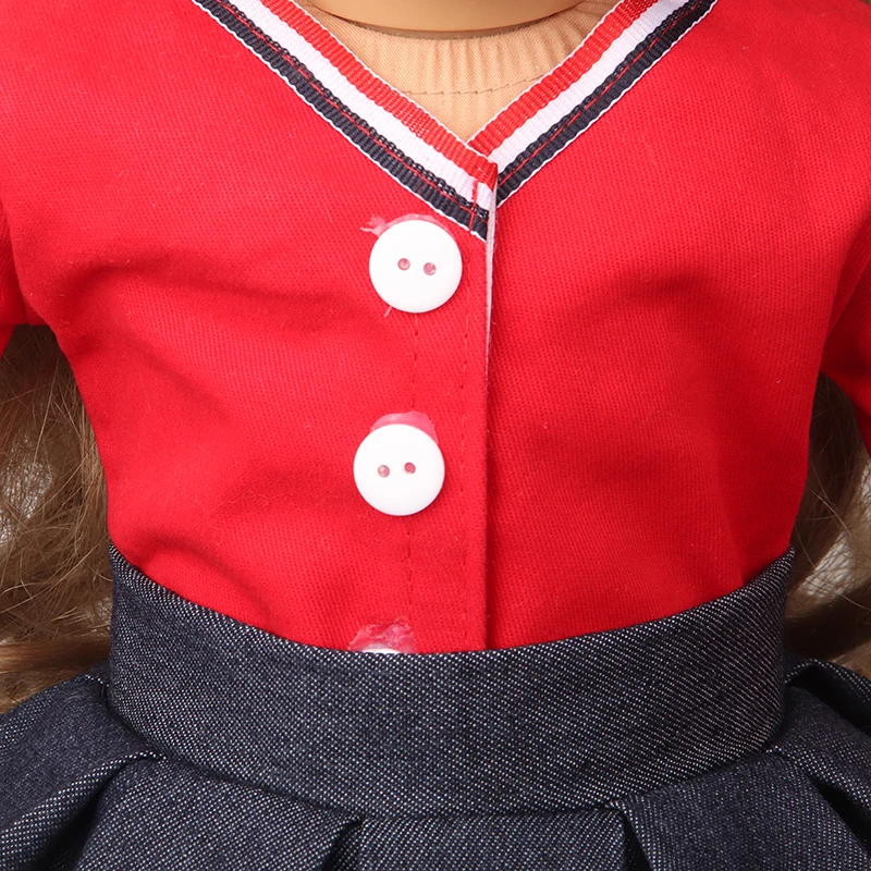 Red Color Doll Clothes Set For 43cm Baby New Born Doll Christmas Dress Suit Pair Necklace For American 18 Inch Girl&OG Dolls Toy
