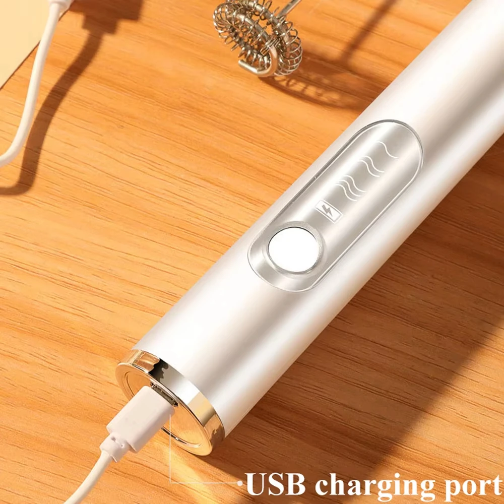 Electric hand-held egg beater, milk bubbler, milk coffee mixer, foam maker, 3-speed rechargeable cream mixer, kitchen mixer 4