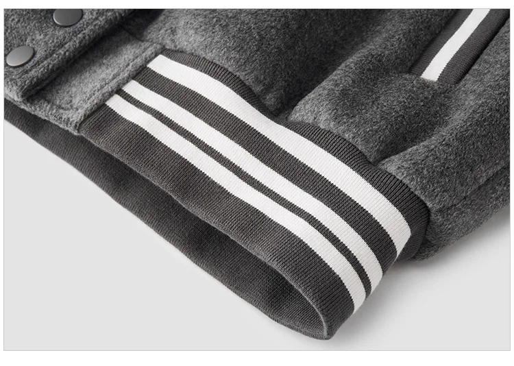 Coat Women Embroidery Patchwork Contrast Color Loose Jacket New Winter Imitation Woolen Baseball Jacket