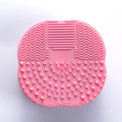 Silicone Makeup Brush Cleaning Mat with Scrubbing Texture (Pink B)