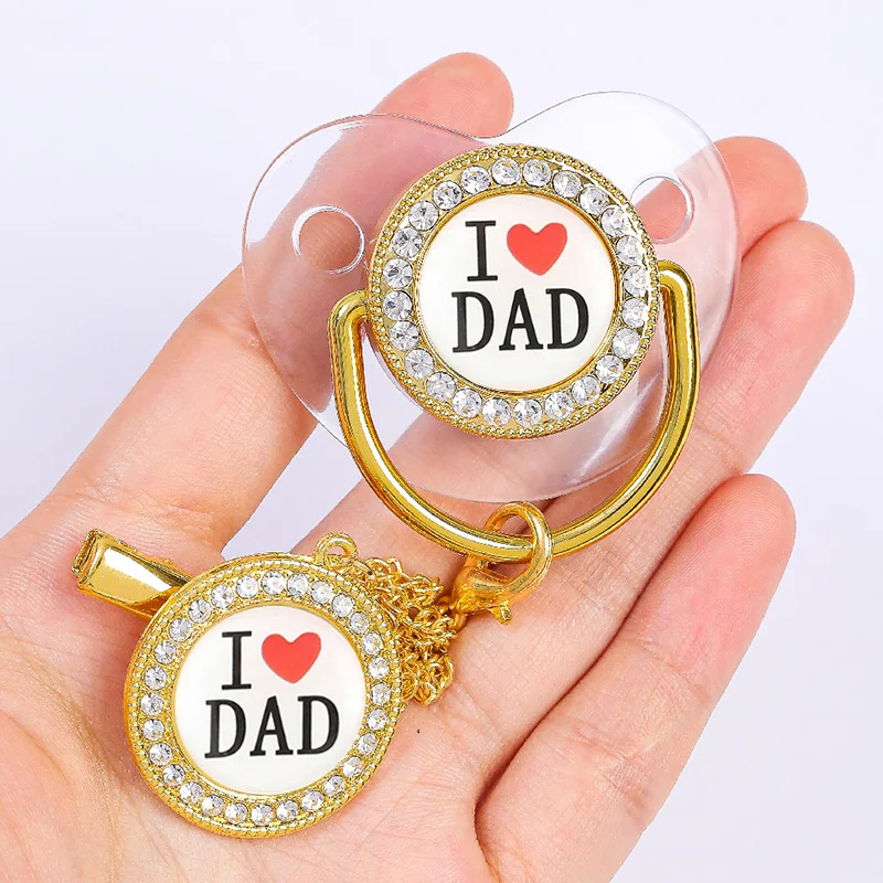 Pacifier Clip Pacifier Chain Newborn Baby Pacifier Clips Transparent Bling Silicone Nipple Infant Pacifiers Holder Teether BPA Free Baby Shower Gifts