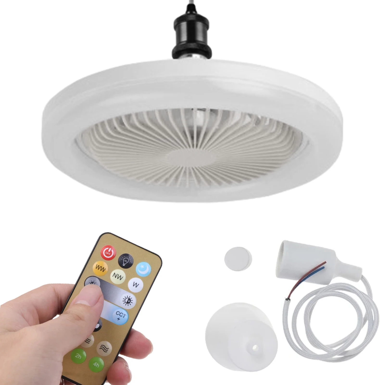 30W Ceiling Fan with Integrated Lights E27 Remote Ceiling Lighting Bedroom Living Room Switch Control 2400LM Home Lamps AC86-25V